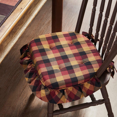 Heritage Farms Primitive Check Ruffled Chair Pad 16.5x18 - The Fox Decor